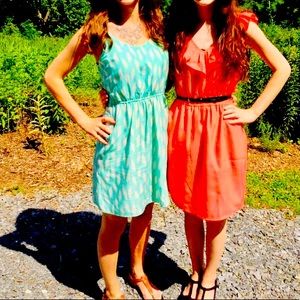 Urban Outfitters Teal Pattern Dress with Keyhole Back